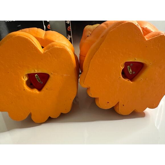 2 new vintage Halloween grumpy pumpkin displays. UNTESTED! Orange decoration - Picture 4 of 16